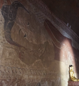 inside a temple in bagan
